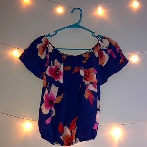 Dark blue floral blouse